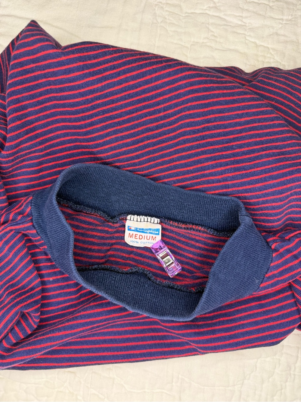 VTG 70s Champion Florida State Single Stitch Blue Bar Striped T Shirt USA MED - Picture 11 of 12
